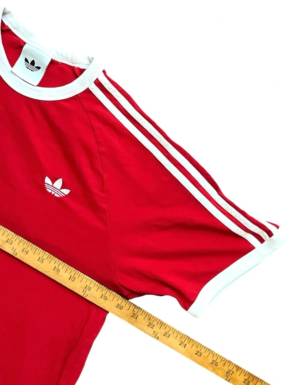 Adidas Men's Red & White Logo T-Shirt Cotton Size Large